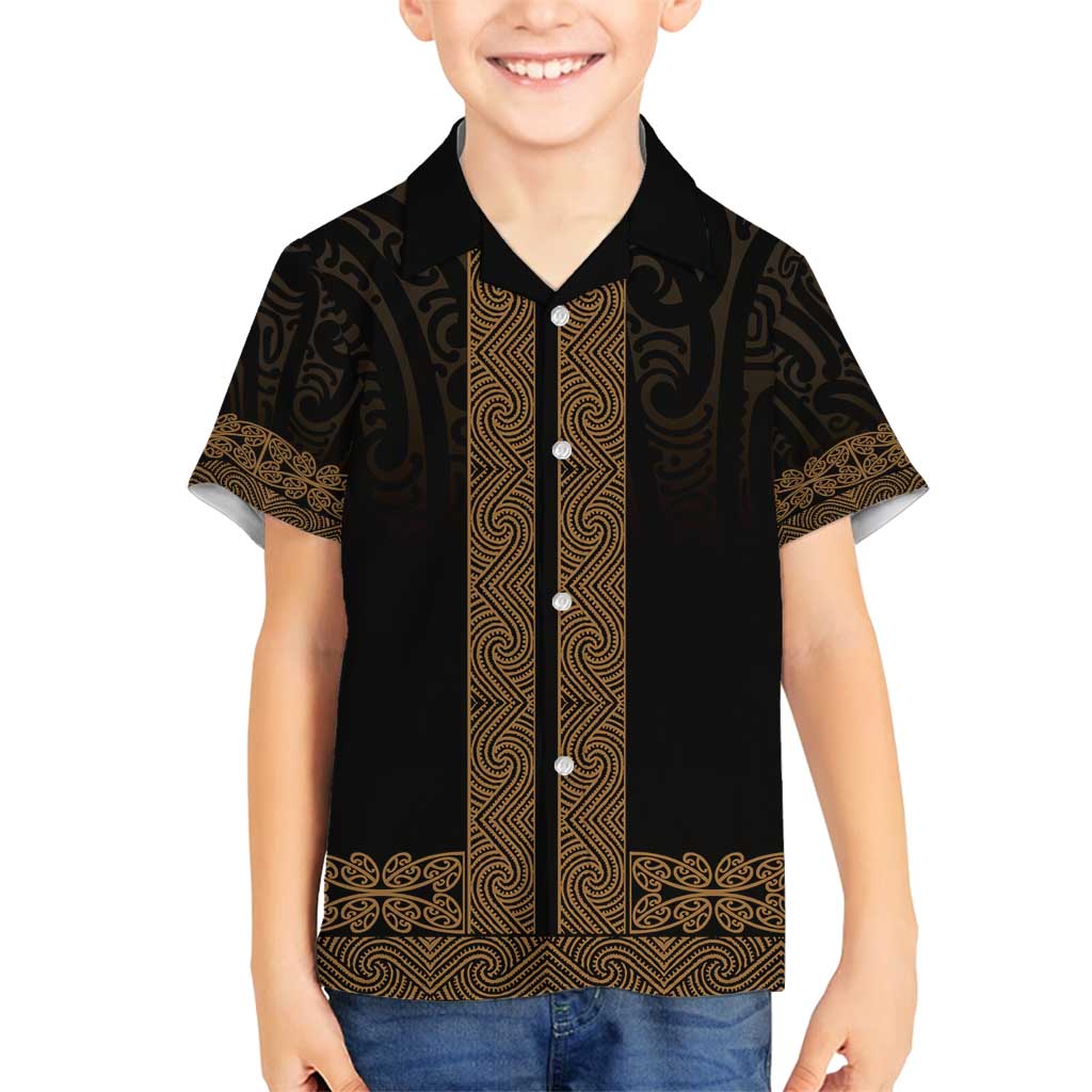 New Zealand Maori Kowhaiwhai Family Matching Summer Maxi Dress and Hawaiian Shirt Parauri Maui and Mangopare LT9 Son's Shirt Brown - Polynesian Pride