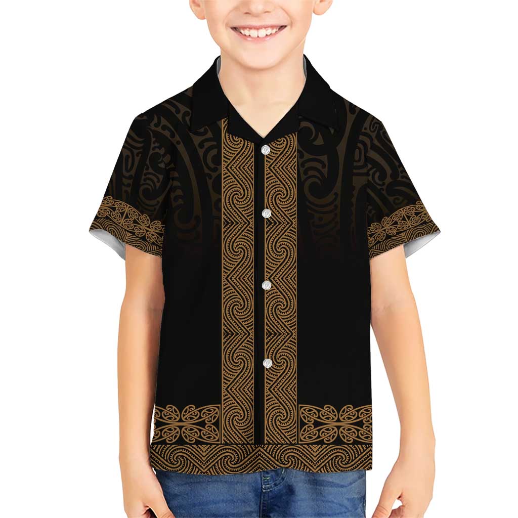 New Zealand Maori Kowhaiwhai Kid Hawaiian Shirt Parauri Maui and Mangopare