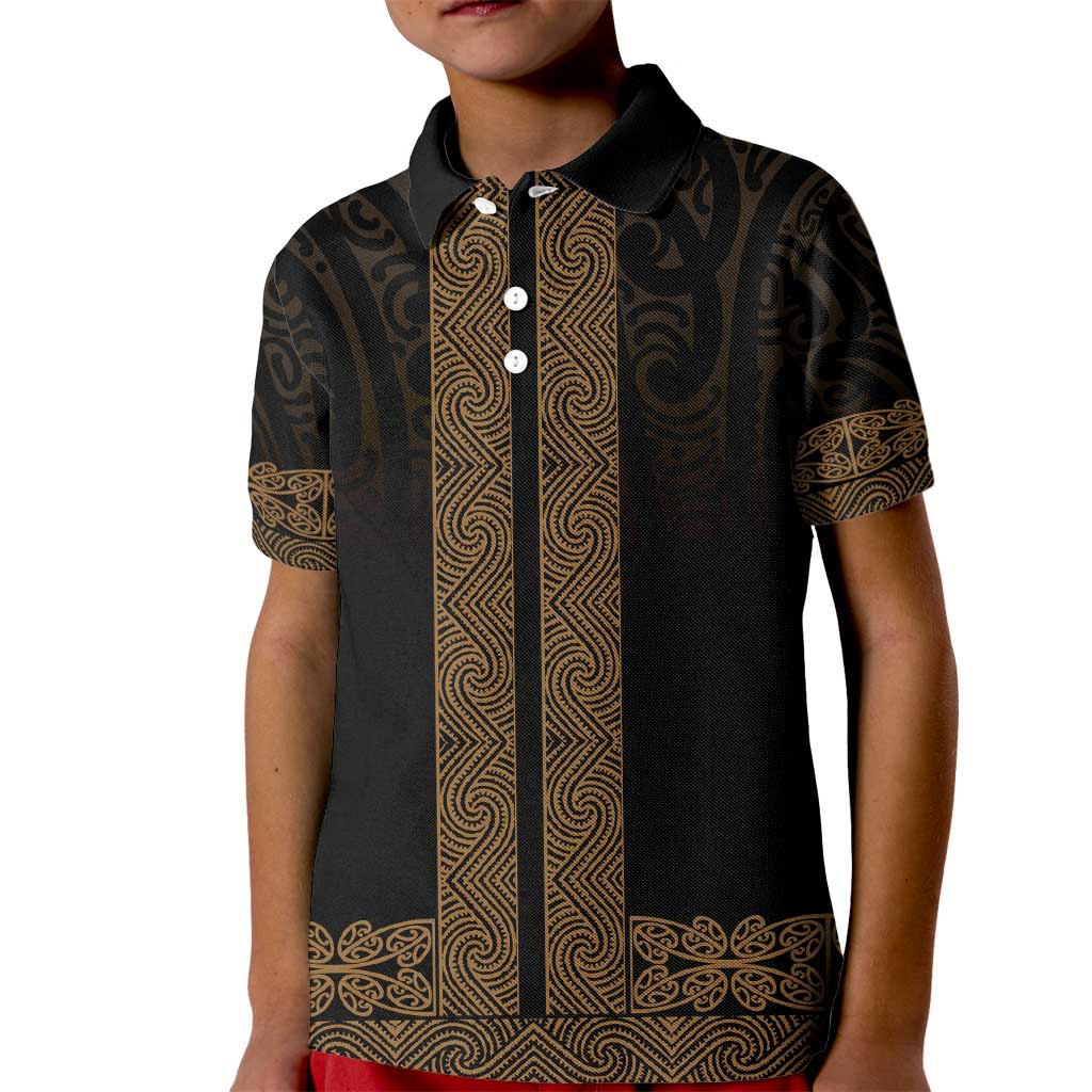 New Zealand Maori Kowhaiwhai Kid Polo Shirt Parauri Maui and Mangopare LT9 Kid Brown - Polynesian Pride