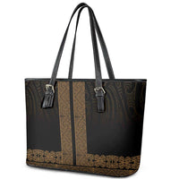 New Zealand Maori Kowhaiwhai Leather Tote Bag Parauri Maui and Mangopare