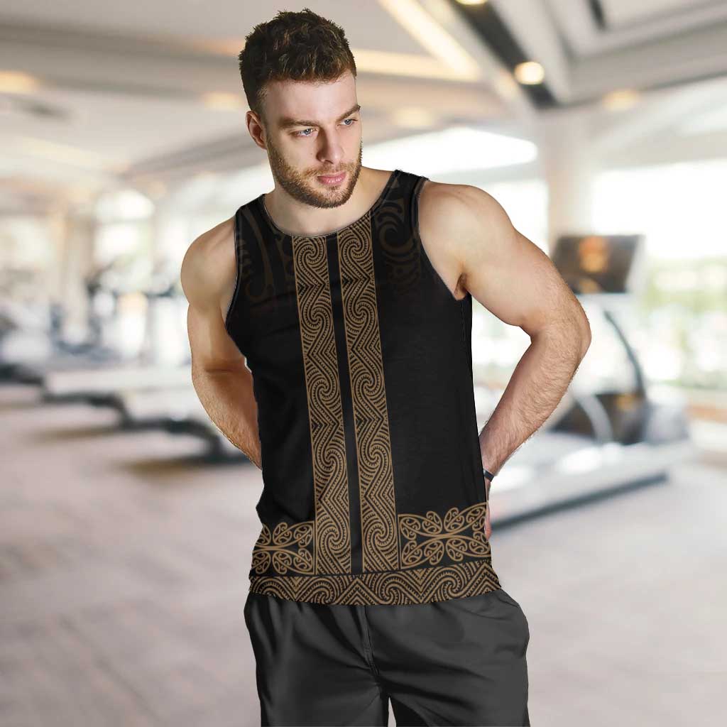 New Zealand Maori Kowhaiwhai Men Tank Top Parauri Maui and Mangopare