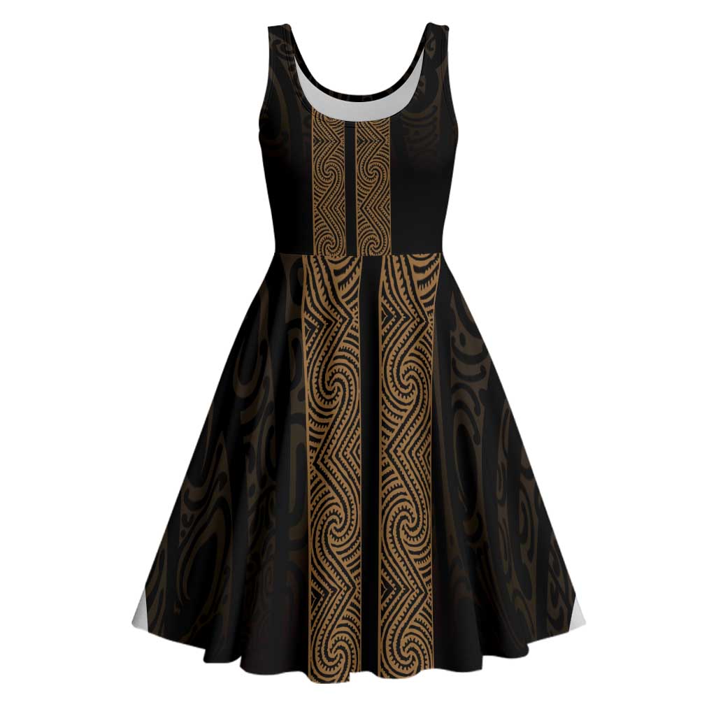 New Zealand Maori Kowhaiwhai Midi Dress Parauri Maui and Mangopare - Polynesian Pride
