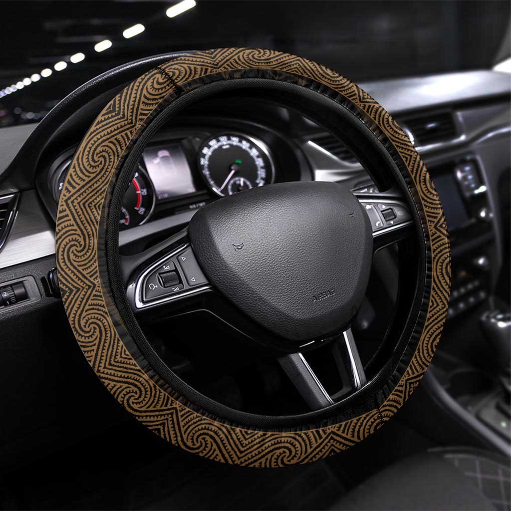 New Zealand Maori Kowhaiwhai Steering Wheel Cover Parauri Maui and Mangopare