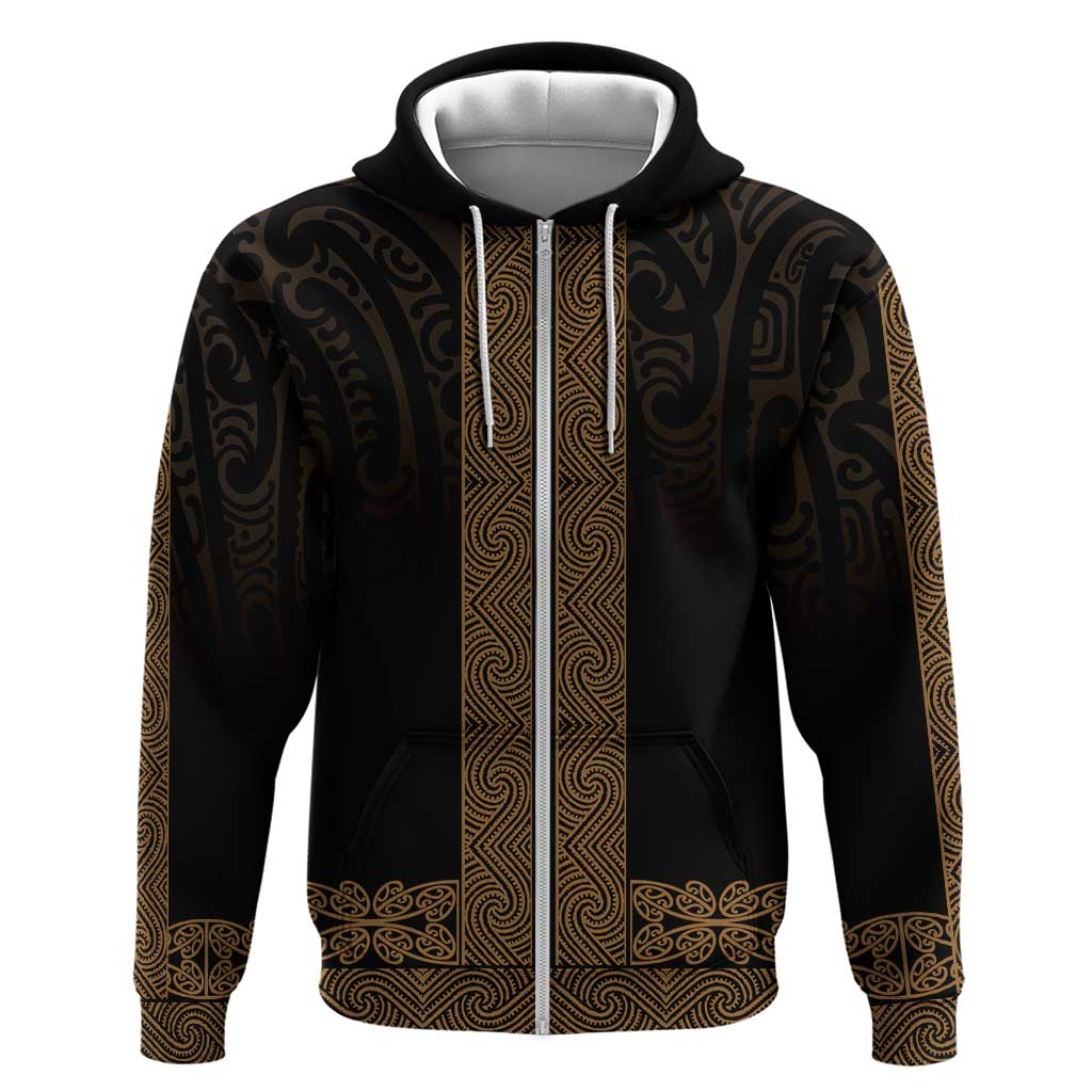 New Zealand Maori Kowhaiwhai Zip Hoodie Parauri Maui and Mangopare LT9 Zip Hoodie Brown - Polynesian Pride