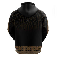 New Zealand Maori Kowhaiwhai Zip Hoodie Parauri Maui and Mangopare LT9 - Polynesian Pride