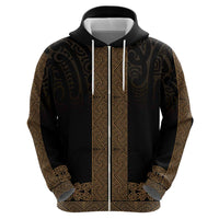 New Zealand Maori Kowhaiwhai Zip Hoodie Parauri Maui and Mangopare LT9 - Polynesian Pride