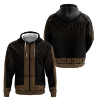 New Zealand Maori Kowhaiwhai Zip Hoodie Parauri Maui and Mangopare LT9 - Polynesian Pride