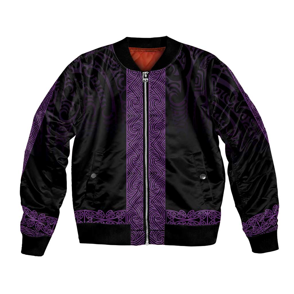 New Zealand Maori Kowhaiwhai Bomber Jacket Waiporoporo Maui and Mangopare