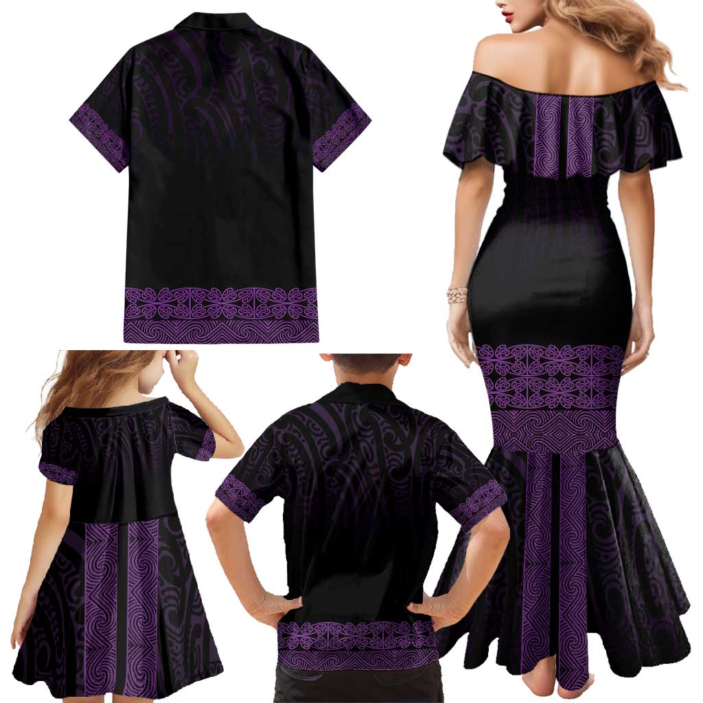 New Zealand Maori Kowhaiwhai Family Matching Mermaid Dress and Hawaiian Shirt Waiporoporo Maui and Mangopare LT9 - Polynesian Pride