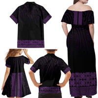 New Zealand Maori Kowhaiwhai Family Matching Off Shoulder Maxi Dress and Hawaiian Shirt Waiporoporo Maui and Mangopare LT9 - Polynesian Pride