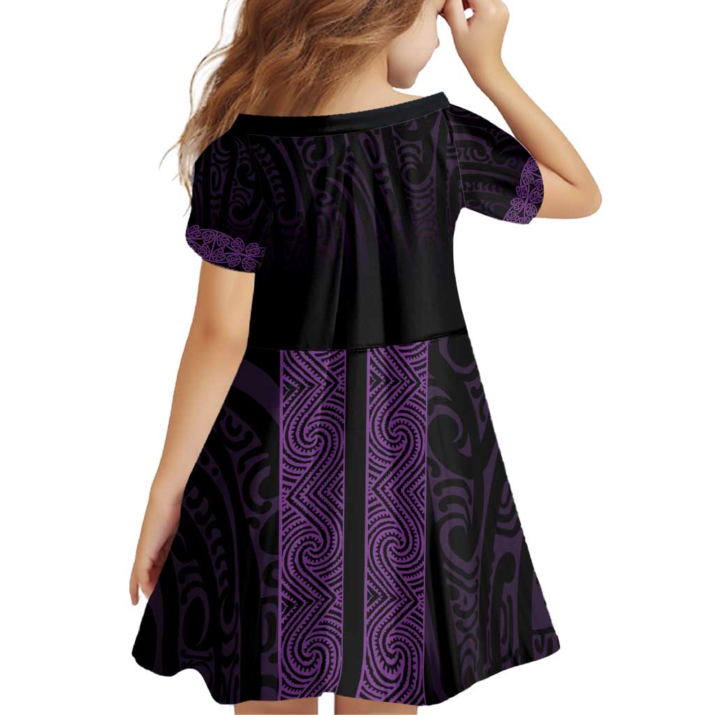 New Zealand Maori Kowhaiwhai Family Matching Off Shoulder Short Dress and Hawaiian Shirt Waiporoporo Maui and Mangopare LT9 - Polynesian Pride