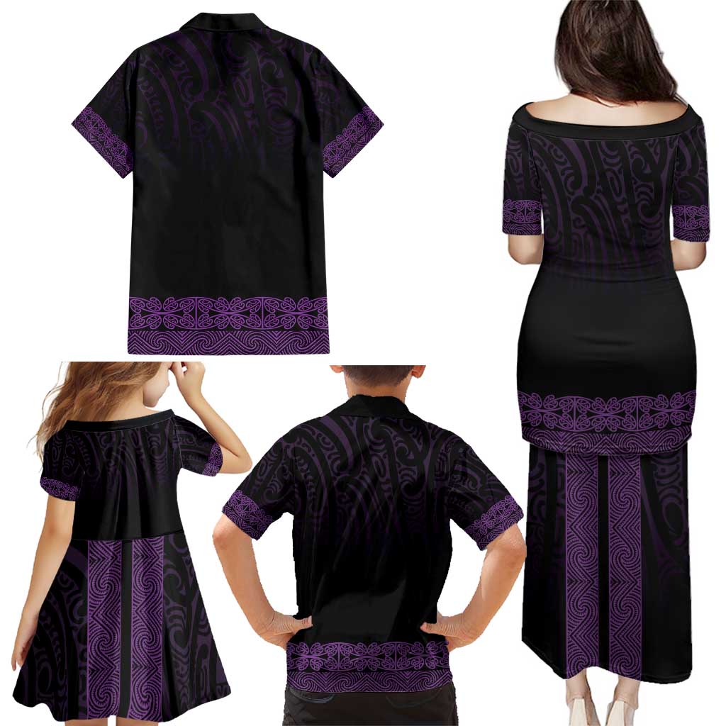 New Zealand Maori Kowhaiwhai Family Matching Puletasi and Hawaiian Shirt Waiporoporo Maui and Mangopare LT9 - Polynesian Pride