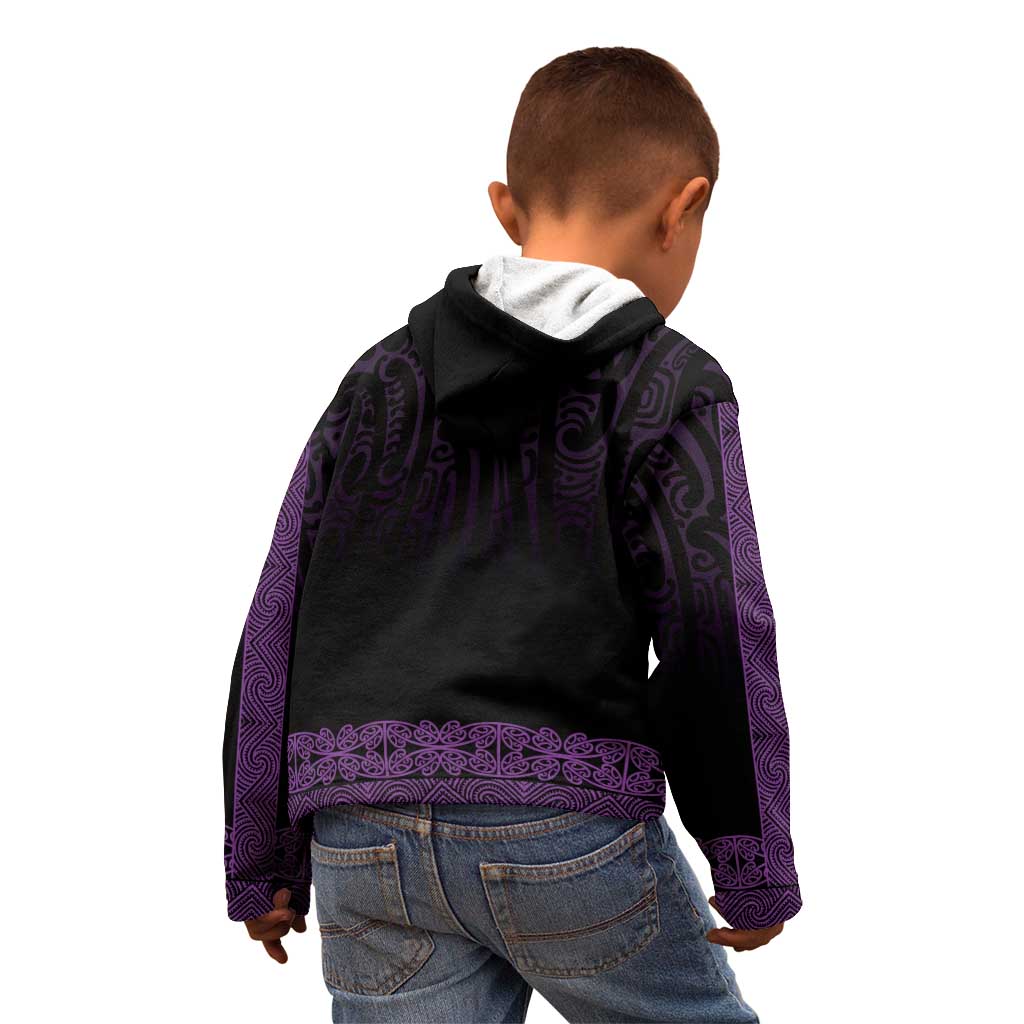 New Zealand Maori Kowhaiwhai Kid Hoodie Waiporoporo Maui and Mangopare LT9 - Polynesian Pride