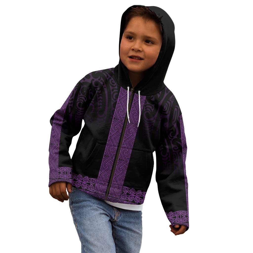 New Zealand Maori Kowhaiwhai Kid Hoodie Waiporoporo Maui and Mangopare LT9 - Polynesian Pride