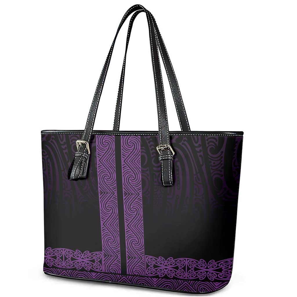New Zealand Maori Kowhaiwhai Leather Tote Bag Waiporoporo Maui and Mangopare LT9 - Polynesian Pride