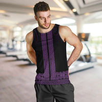 New Zealand Maori Kowhaiwhai Men Tank Top Waiporoporo Maui and Mangopare LT9 Purple - Polynesian Pride