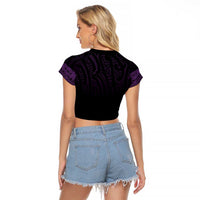 New Zealand Maori Kowhaiwhai Raglan Cropped T Shirt Waiporoporo Maui and Mangopare LT9 - Polynesian Pride