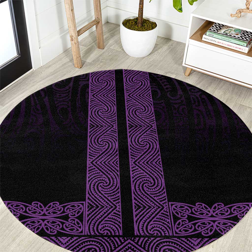 New Zealand Maori Kowhaiwhai Round Carpet Waiporoporo Maui and Mangopare LT9 Purple - Polynesian Pride