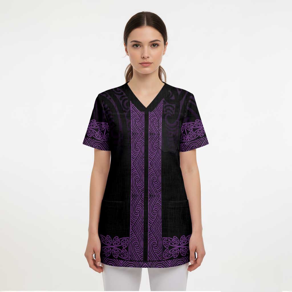 New Zealand Maori Kowhaiwhai Scrub Top Waiporoporo Maui and Mangopare - Polynesian Pride