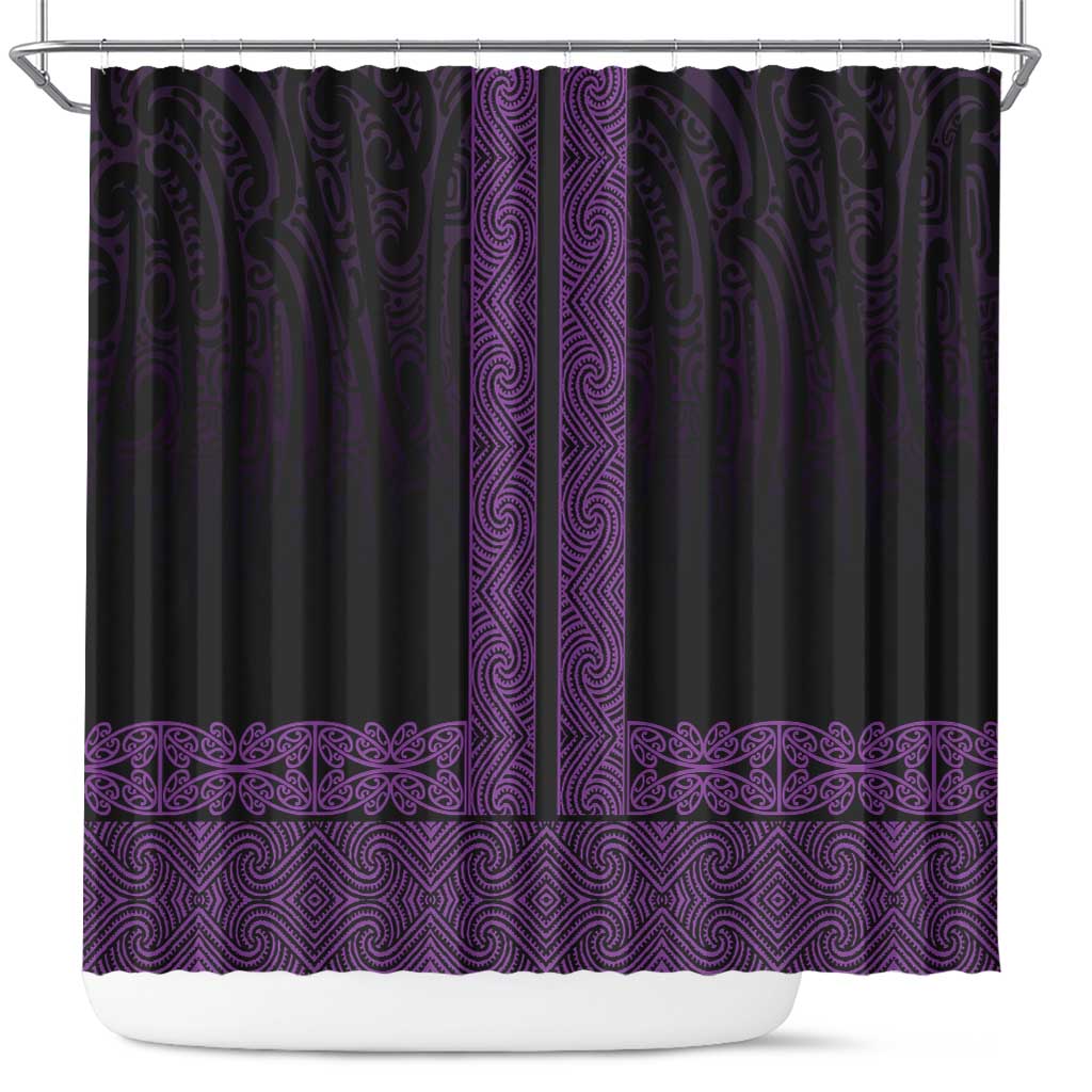 New Zealand Maori Kowhaiwhai Shower Curtain Waiporoporo Maui and Mangopare LT9 Purple - Polynesian Pride