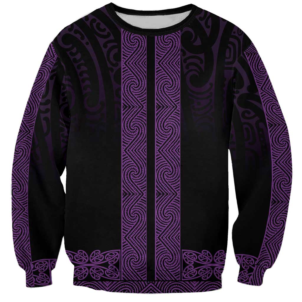 New Zealand Maori Kowhaiwhai Sweatshirt Waiporoporo Maui and Mangopare LT9 Unisex Purple - Polynesian Pride