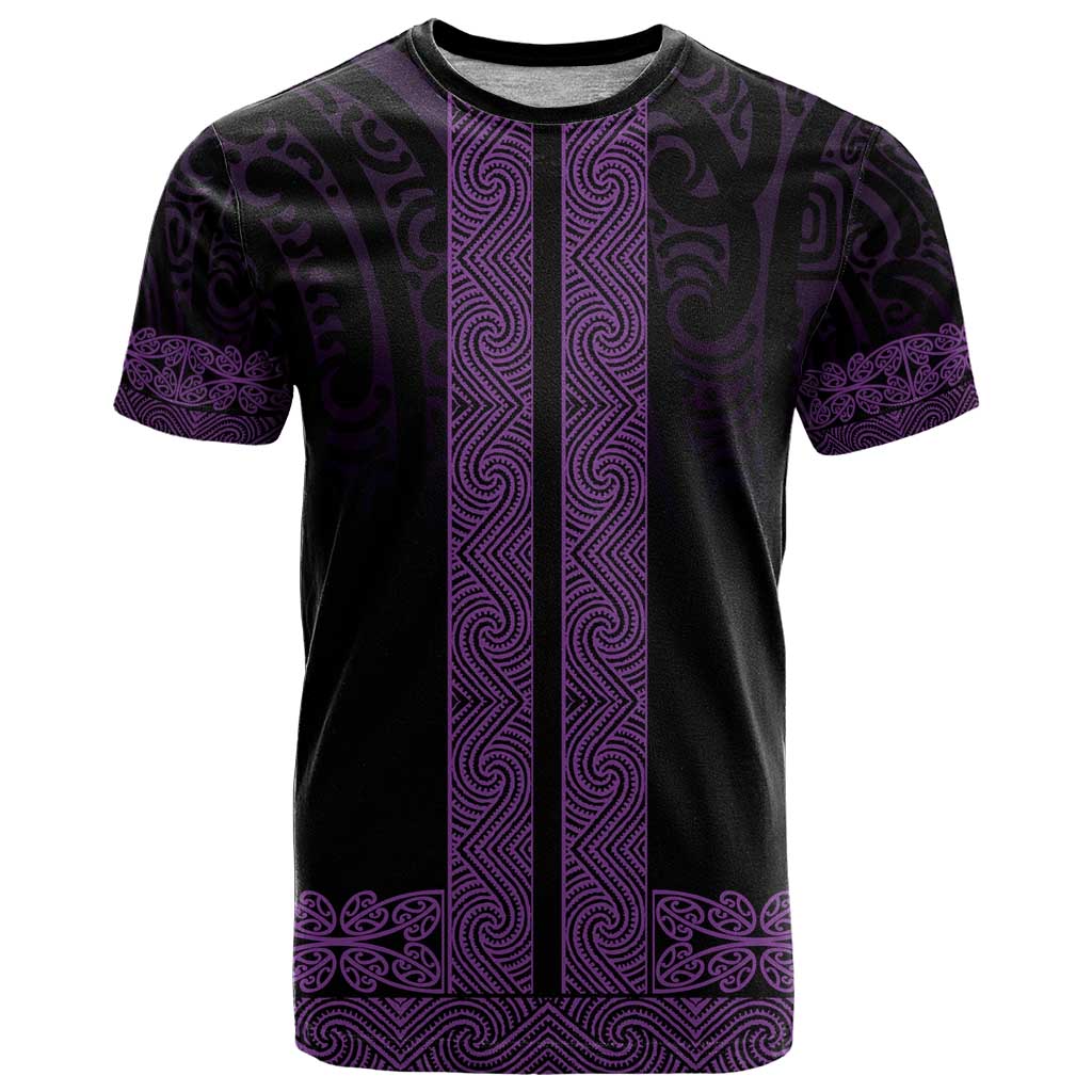New Zealand Maori Kowhaiwhai T Shirt Waiporoporo Maui and Mangopare LT9 Purple - Polynesian Pride