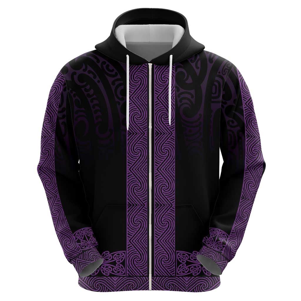 New Zealand Maori Kowhaiwhai Zip Hoodie Waiporoporo Maui and Mangopare LT9 - Polynesian Pride