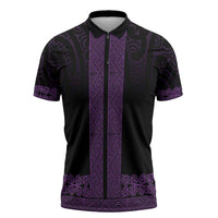 New Zealand Maori Kowhaiwhai Zipper Polo Shirt Waiporoporo Maui and Mangopare - Polynesian Pride