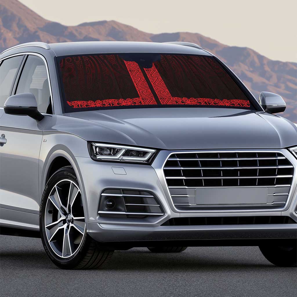 New Zealand Maori Kowhaiwhai Auto Sun Shade Whero Maui and Mangopare - Polynesian Pride