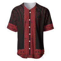 New Zealand Maori Kowhaiwhai Baseball Jersey Whero Maui and Mangopare LT9 Red - Polynesian Pride