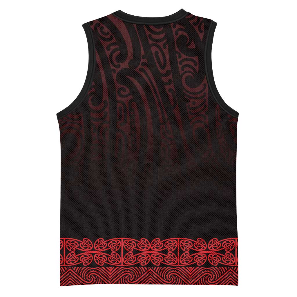 New Zealand Maori Kowhaiwhai Basketball Jersey Whero Maui and Mangopare - Polynesian Pride
