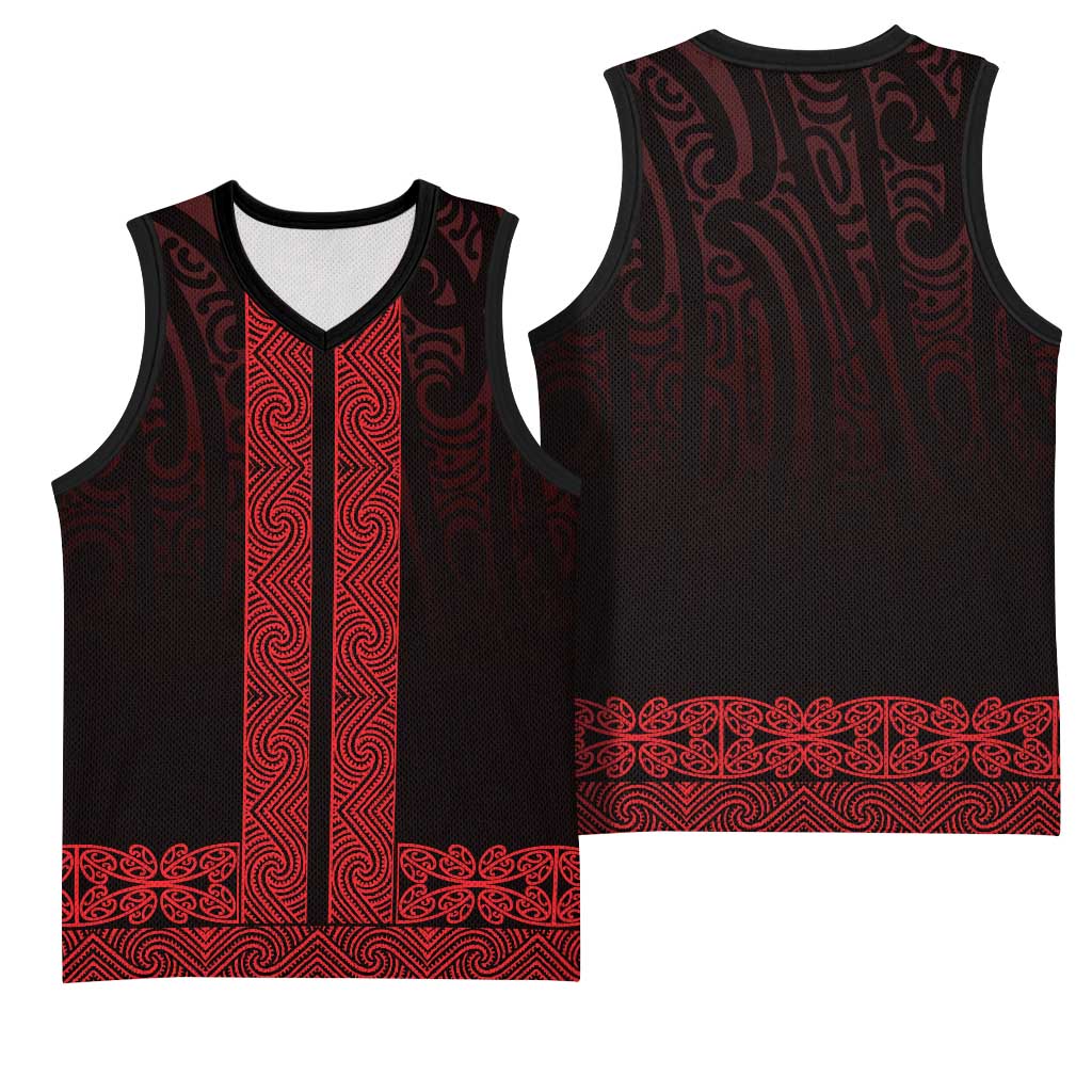 New Zealand Maori Kowhaiwhai Basketball Jersey Whero Maui and Mangopare - Polynesian Pride