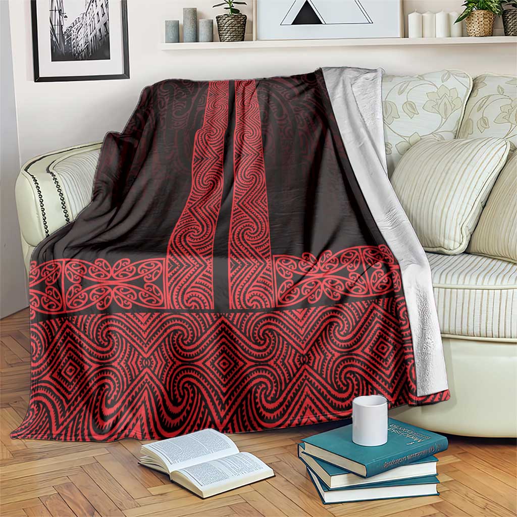 New Zealand Maori Kowhaiwhai Blanket Whero Maui and Mangopare