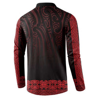 New Zealand Maori Kowhaiwhai Button Sweatshirt Whero Maui and Mangopare