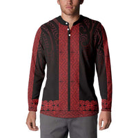 New Zealand Maori Kowhaiwhai Button Sweatshirt Whero Maui and Mangopare
