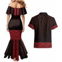 New Zealand Maori Kowhaiwhai Couples Matching Mermaid Dress and Hawaiian Shirt Whero Maui and Mangopare LT9 - Polynesian Pride