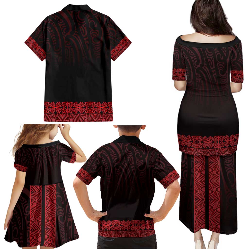 New Zealand Maori Kowhaiwhai Family Matching Puletasi and Hawaiian Shirt Whero Maui and Mangopare LT9 - Polynesian Pride