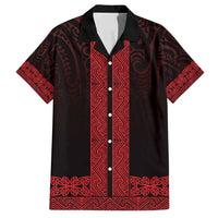 New Zealand Maori Kowhaiwhai Family Matching Puletasi and Hawaiian Shirt Whero Maui and Mangopare LT9 Dad's Shirt - Short Sleeve Red - Polynesian Pride