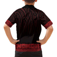 New Zealand Maori Kowhaiwhai Family Matching Short Sleeve Bodycon Dress and Hawaiian Shirt Whero Maui and Mangopare LT9 - Polynesian Pride