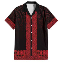 New Zealand Maori Kowhaiwhai Family Matching Summer Maxi Dress and Hawaiian Shirt Whero Maui and Mangopare LT9 Dad's Shirt - Short Sleeve Red - Polynesian Pride