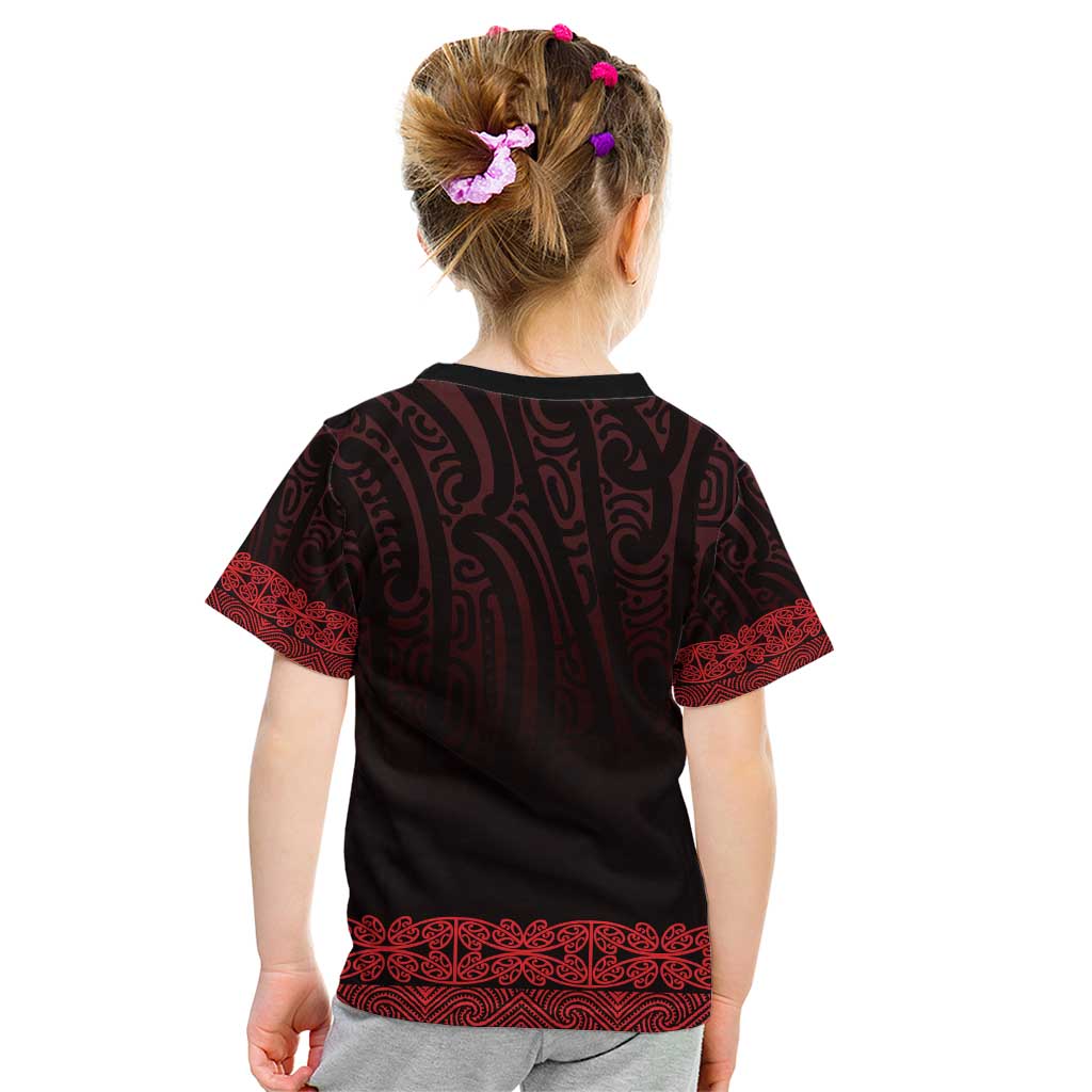New Zealand Maori Kowhaiwhai Kid T Shirt Whero Maui and Mangopare LT9 - Polynesian Pride