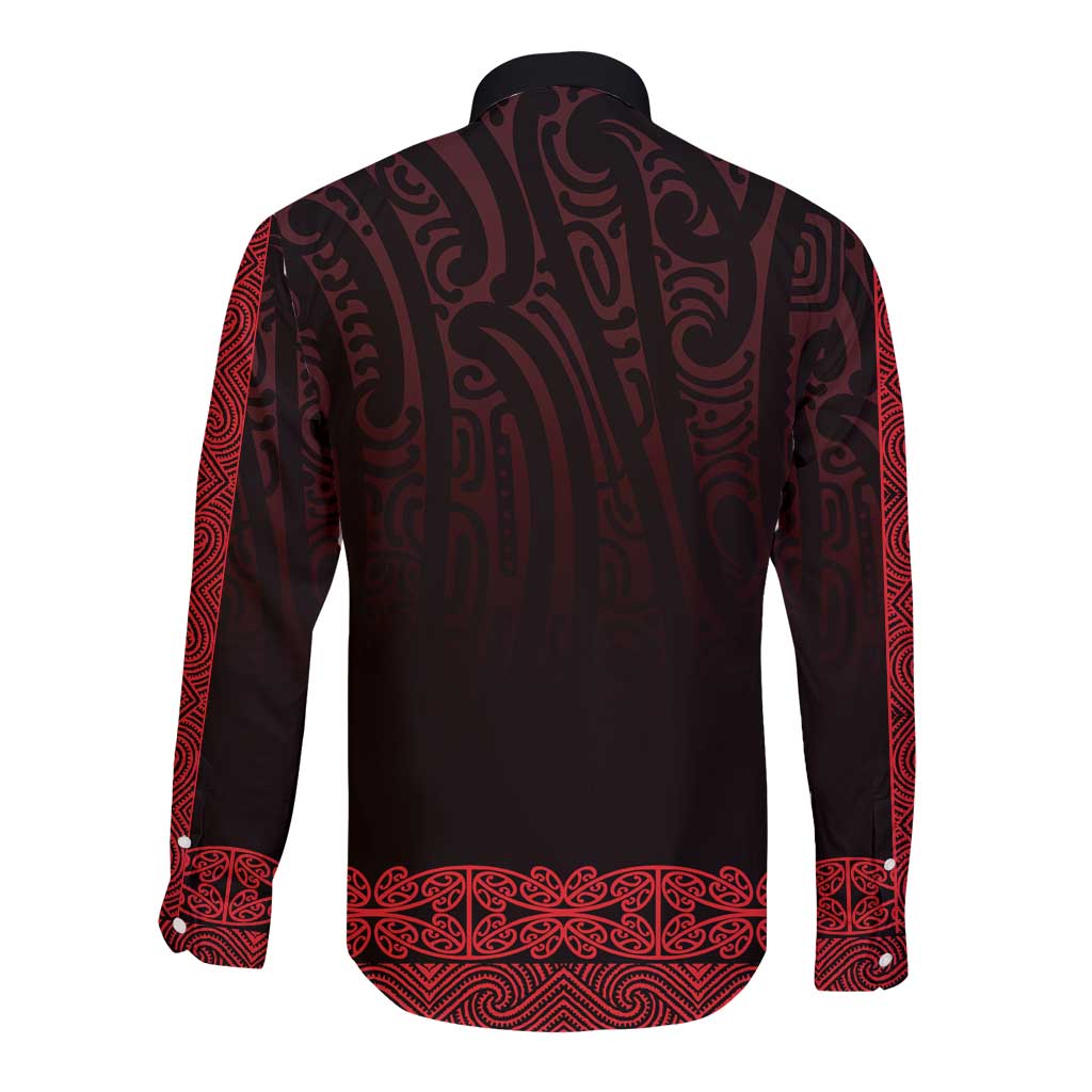 New Zealand Maori Kowhaiwhai Long Sleeve Button Shirt Whero Maui and Mangopare LT9 - Polynesian Pride