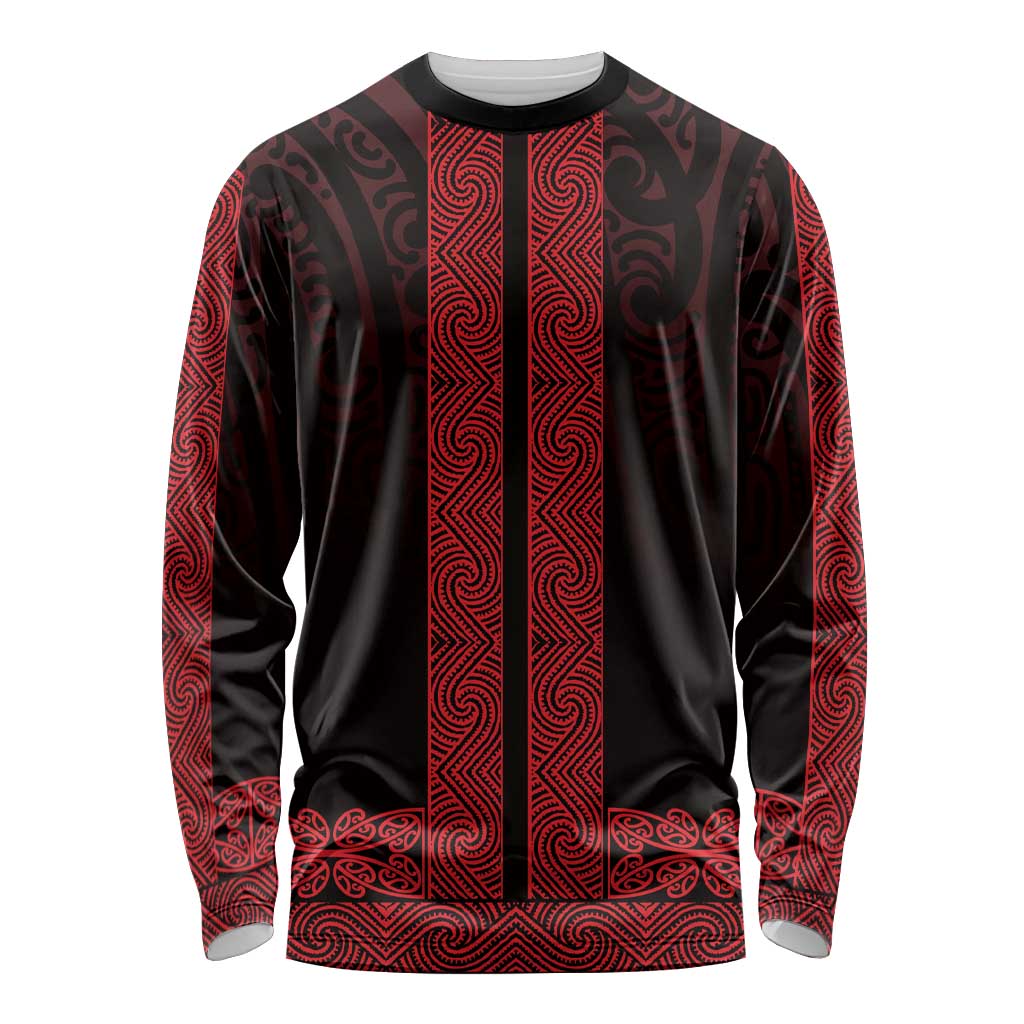 New Zealand Maori Kowhaiwhai Long Sleeve Shirt Whero Maui and Mangopare