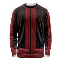 New Zealand Maori Kowhaiwhai Long Sleeve Shirt Whero Maui and Mangopare LT9 Unisex Red - Polynesian Pride