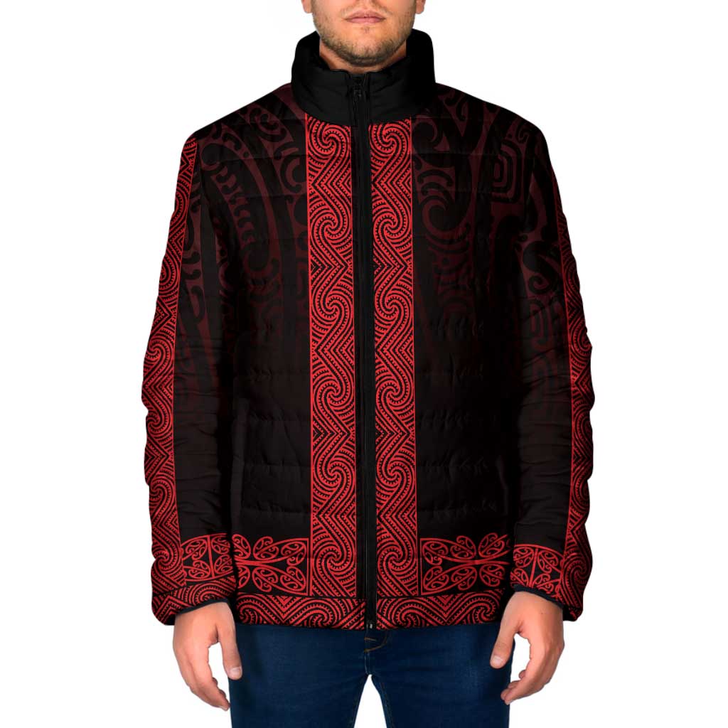 New Zealand Maori Kowhaiwhai Padded Jacket Whero Maui and Mangopare - Polynesian Pride