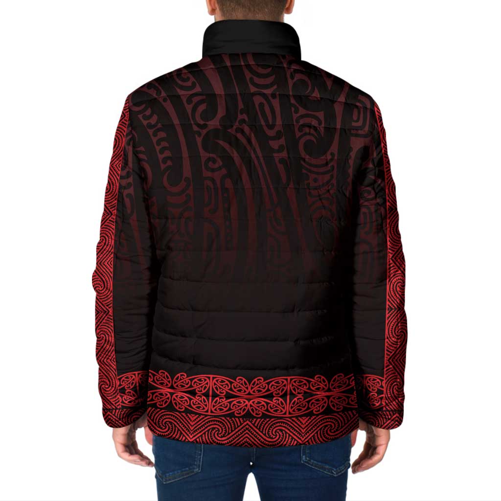 New Zealand Maori Kowhaiwhai Padded Jacket Whero Maui and Mangopare - Polynesian Pride