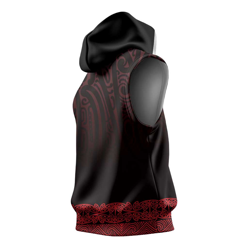 New Zealand Maori Kowhaiwhai Sleeveless Hoodie Whero Maui and Mangopare - Polynesian Pride
