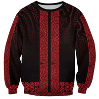 New Zealand Maori Kowhaiwhai Sweatshirt Whero Maui and Mangopare