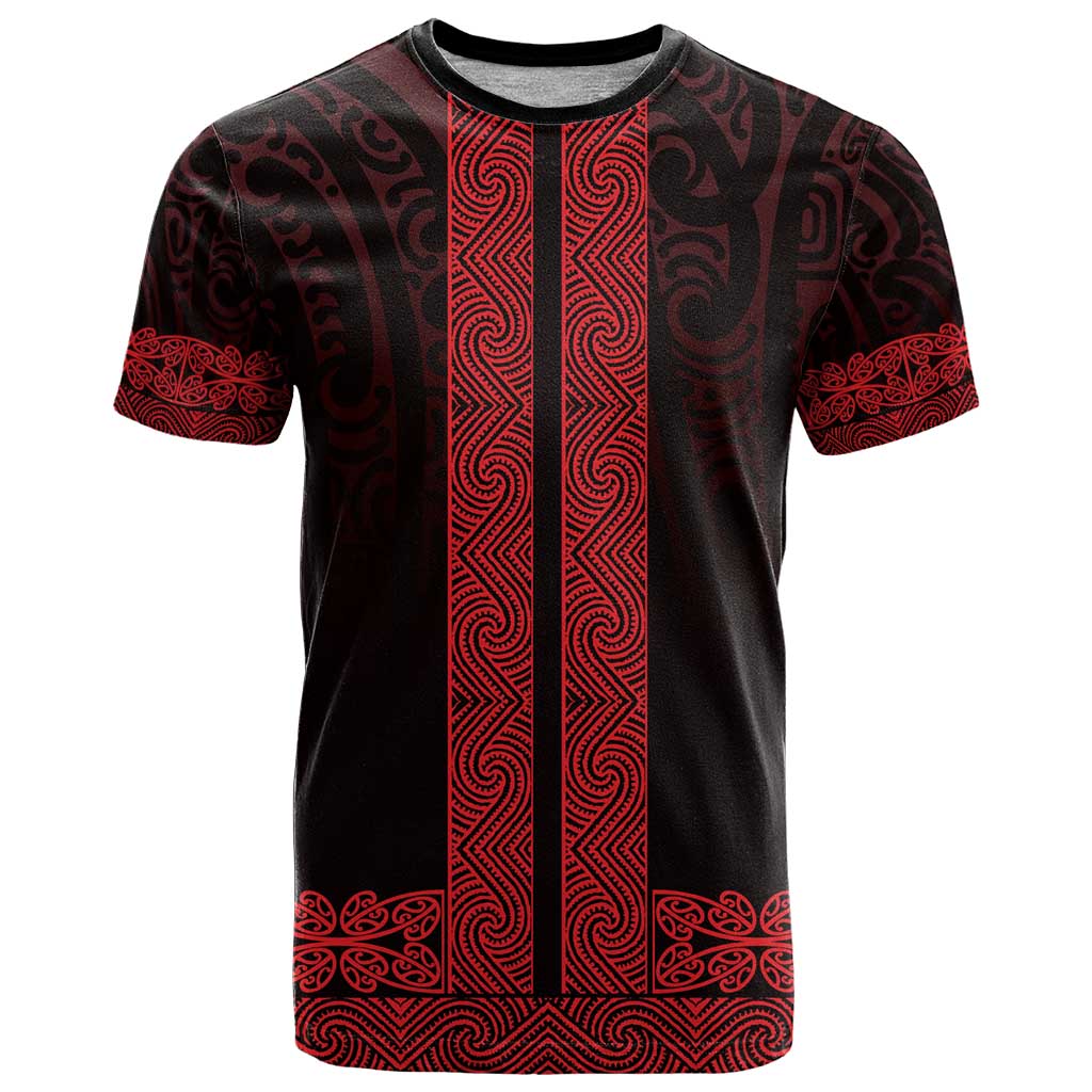 New Zealand Maori Kowhaiwhai T Shirt Whero Maui and Mangopare LT9 Red - Polynesian Pride