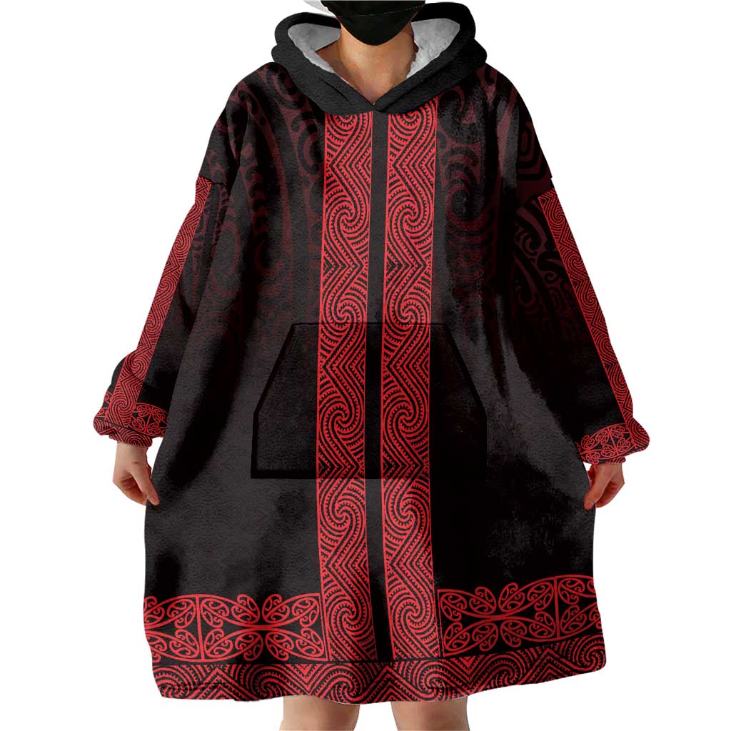 New Zealand Maori Kowhaiwhai Wearable Blanket Hoodie Whero Maui and Mangopare LT9 - Polynesian Pride
